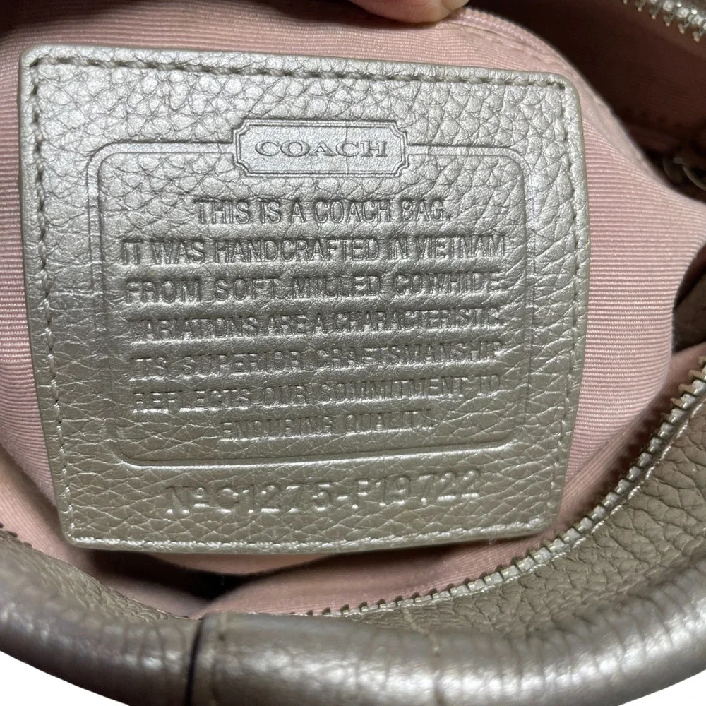 Coach Chain Duffle Bag in Silver Metallic Pebbled‎ Leather C1275 F19722